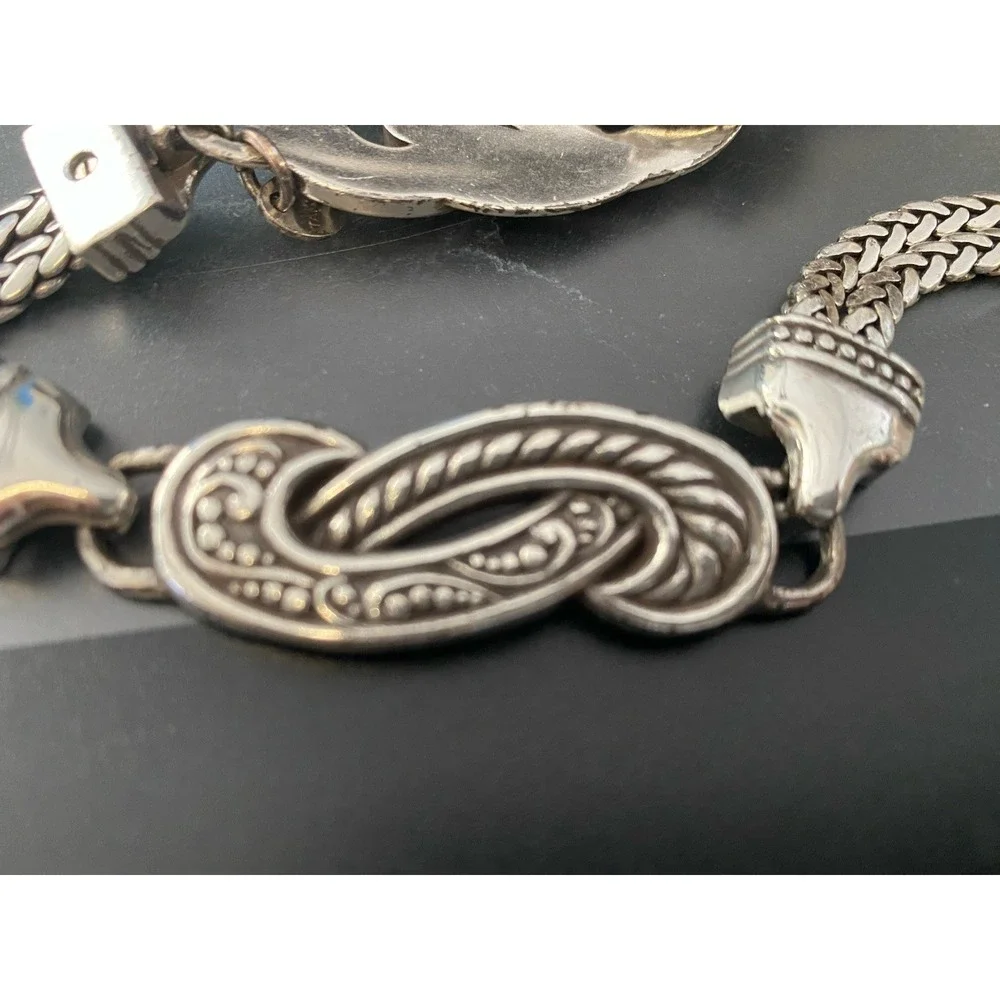 BRIGHTON Bali Hai Silver Tone Chain Belt M 30